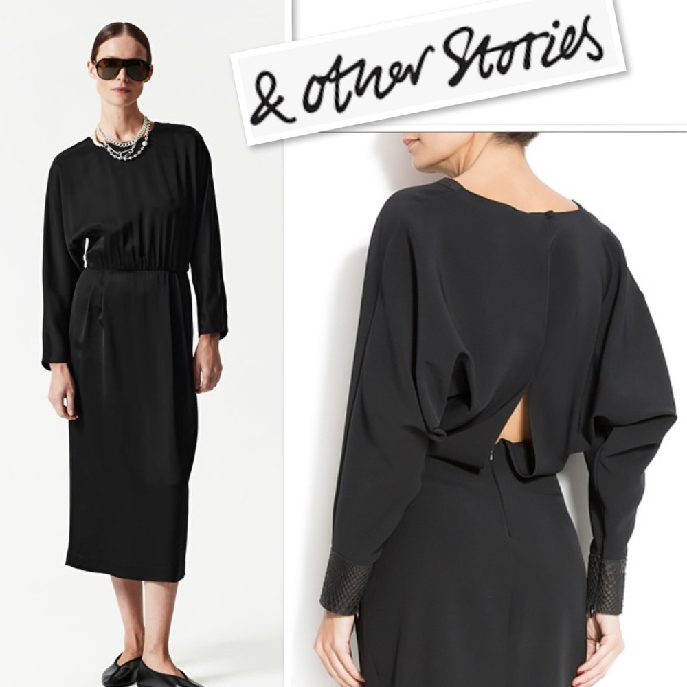 & Other Stores Open Back Long Sleeve Midi Dress Size 8